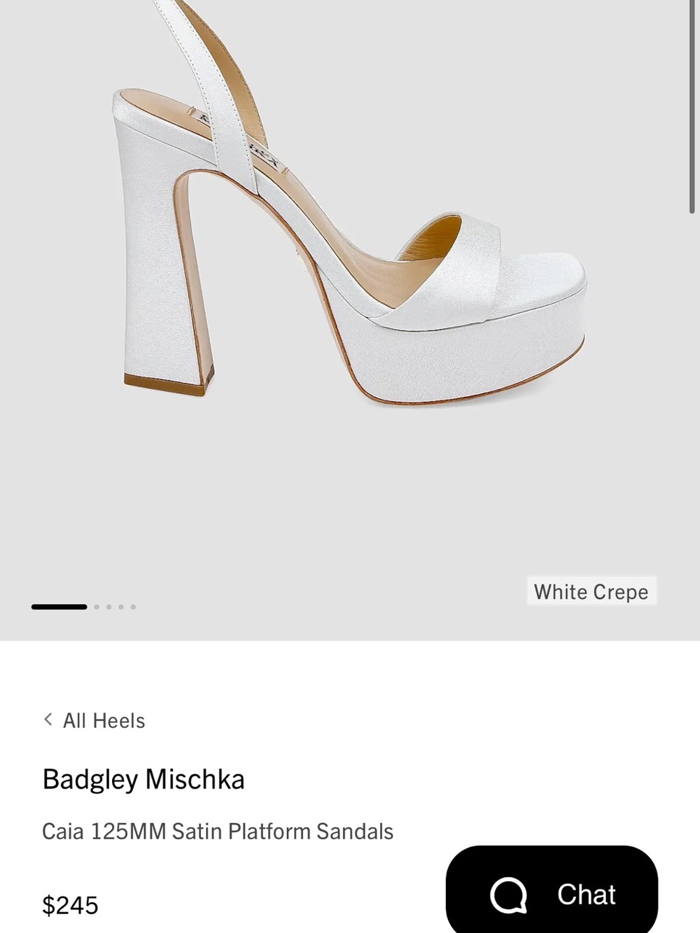 Badgley Mischka White Satin Platform Slingback Heels